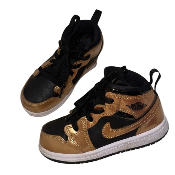 Jordan Toddler's 1 Mid Black/Metallic Gold-White (DR6969 071)